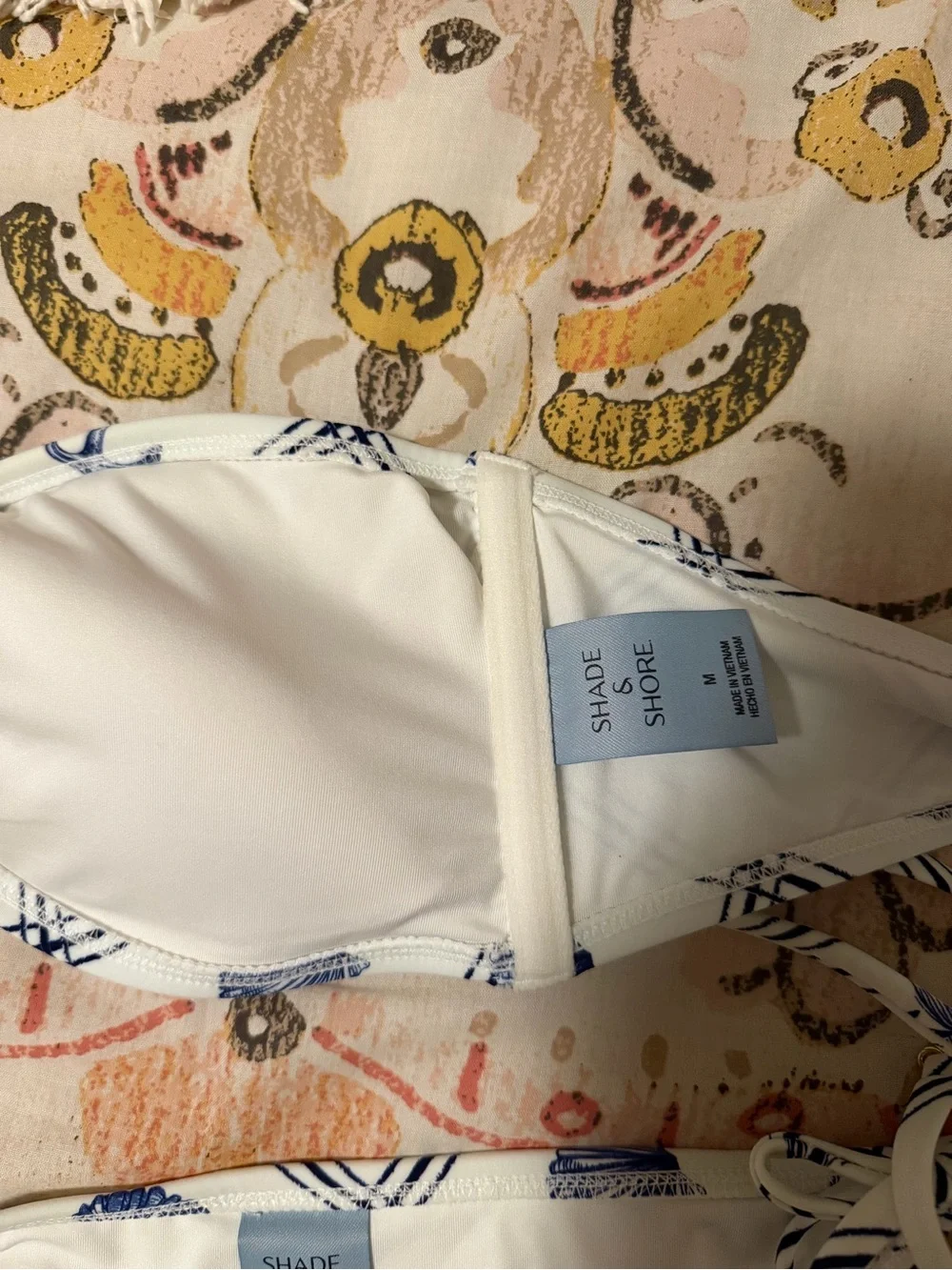 Girls White and Navy Tie-Front Two-Piece Swimsuit
